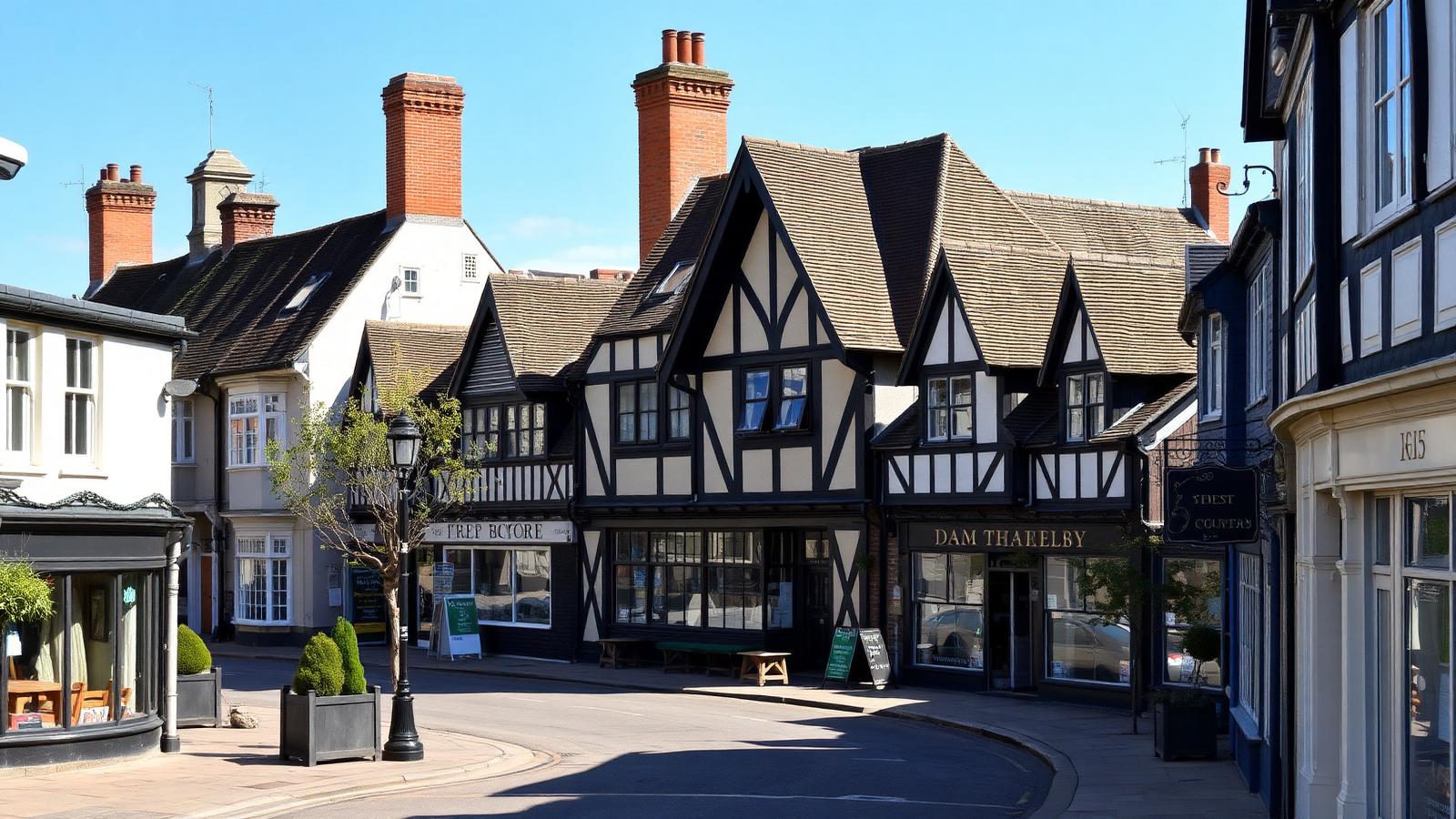 Stevenage Old Town high street with historic buildings and pitched tile roofs — J&Co Contractors coverage area