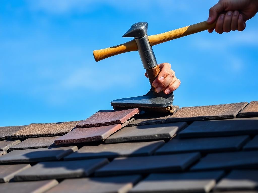 Roof repair service — slipped tile replacement