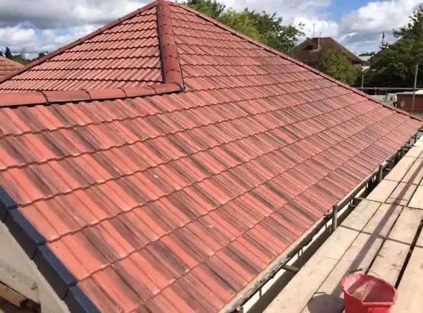 Completed pitched tile roof after full repair in Hertfordshire